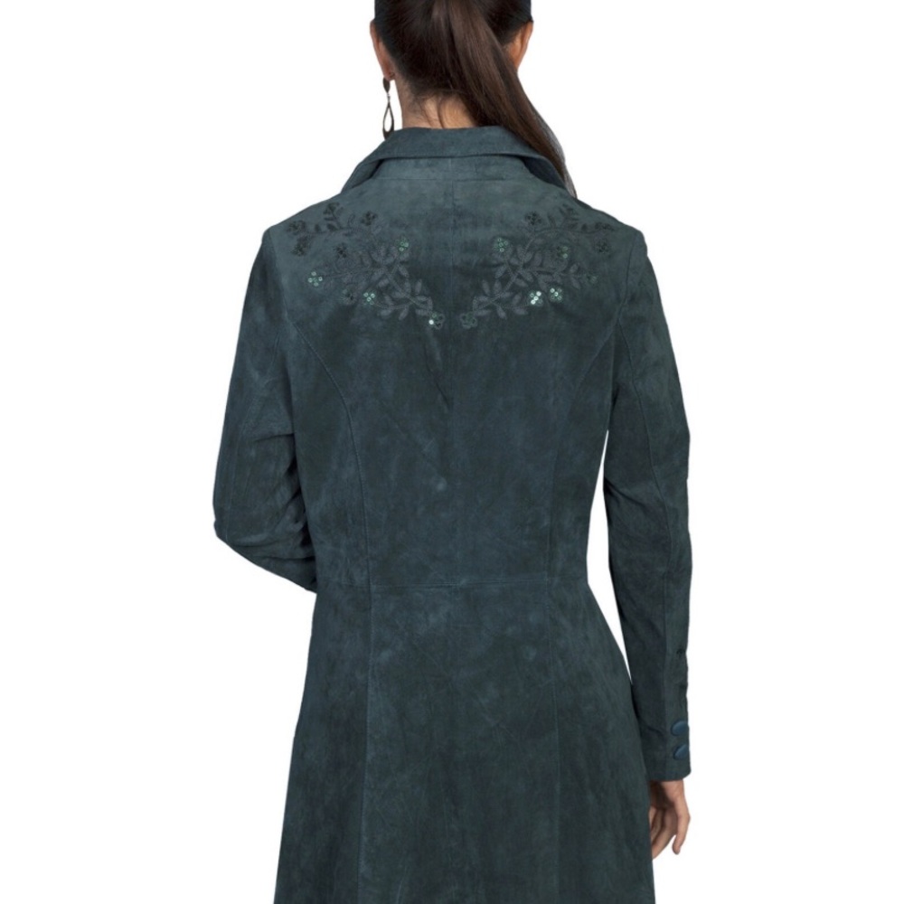 Scully women’s teal sz 10 suede long coat jacket